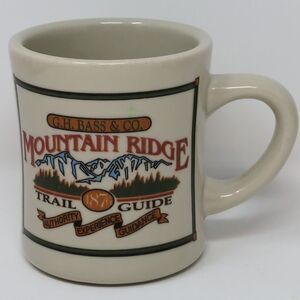 G.H. Bass & Co Mountain Ridge Trail 1876 Ceramic Coffee Mug Tea Cup Vintage RARE